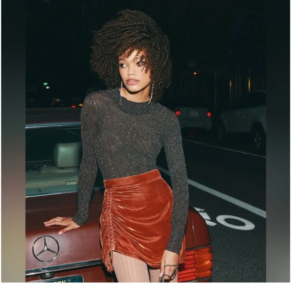 Free People Vivienne Velvet Mini Skirt Size‎ Rust US 6